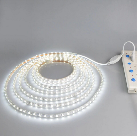 Image of AC 110V / 220V SMD5050 High Voltage Flat Strip Light 60 LEDs Per Meter 12mm Width with Wall Outlet Power Plug