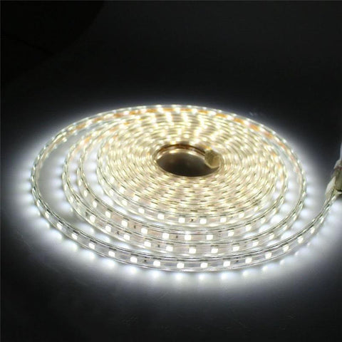 Image of AC 110V / 220V SMD5050 High Voltage Flat Strip Light 60 LEDs Per Meter 12mm Width with Wall Outlet Power Plug