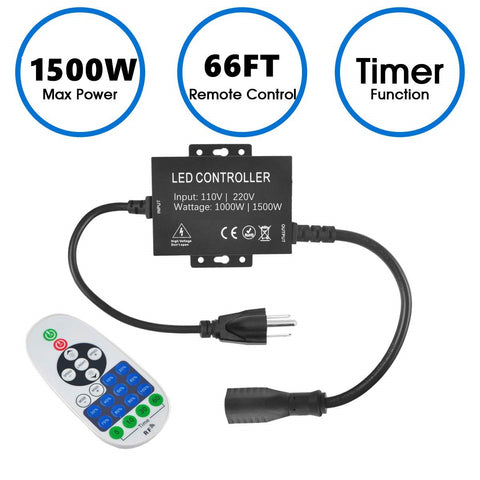 Image of 1500Watt AC110V/220V LED Dimmer for 110V/220V LED String Light, Wireless Remote Control Dimmer with 3 Prong Outlet, Timer Switch