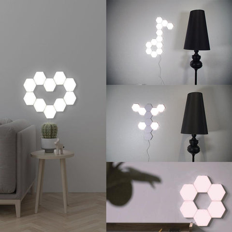 Image of Free Shipping 10 Pack Hexagonal LED Wall Light, DIY Modular Touch Sensitive Lights LED Night Light for Home Decor, Gifts