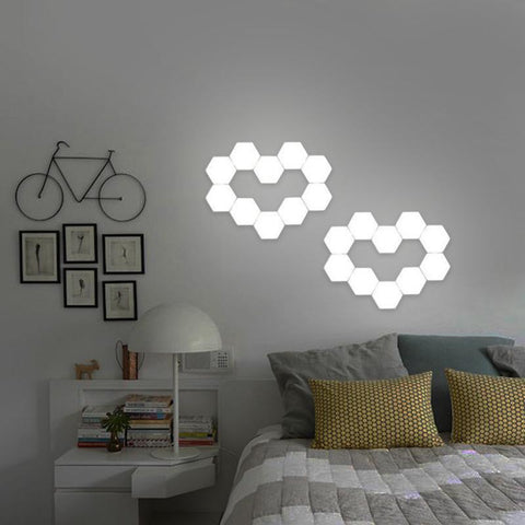 Image of Free Shipping 10 Pack Hexagonal LED Wall Light, DIY Modular Touch Sensitive Lights LED Night Light for Home Decor, Gifts