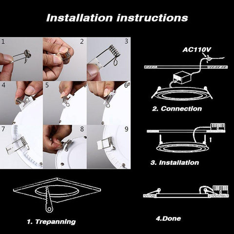 Image of White Trim LED Panel Light 10mm Thick Square Shape Low Profile Recessed Ceiling Panel Lamp 100-240V AC