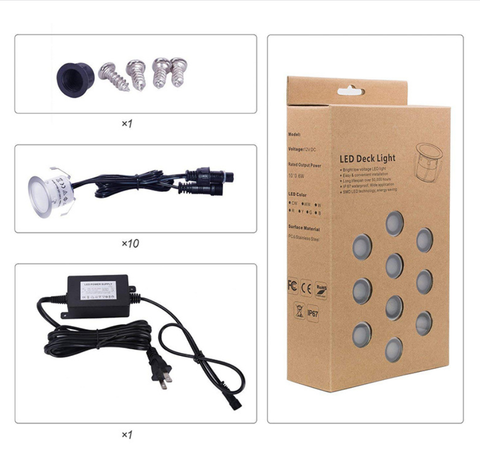 Image of 10 Pack Outdoor Recessed LED Deck Lights Kits IP67 Waterproof Inground LED Step Lights Kit for Garden, Yard, Steps, Bath Room and Kitchen