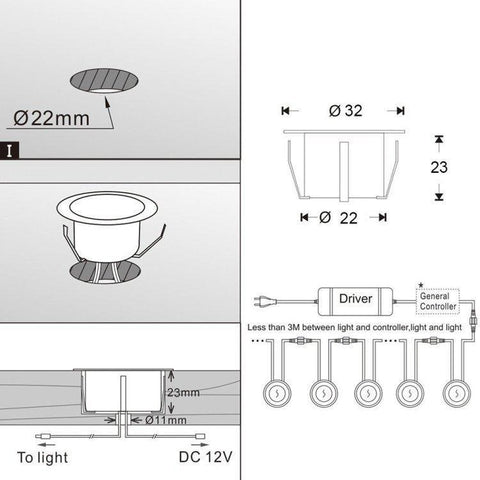 Image of 10 Pack Outdoor Recessed LED Deck Lights Kits IP67 Waterproof Inground LED Step Lights Kit for Garden, Yard, Steps, Bath Room and Kitchen