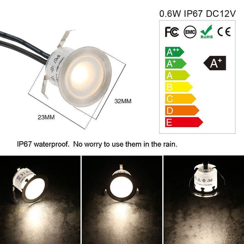 Image of 10 Pack Outdoor Recessed LED Deck Lights Kits IP67 Waterproof Inground LED Step Lights Kit for Garden, Yard, Steps, Bath Room and Kitchen