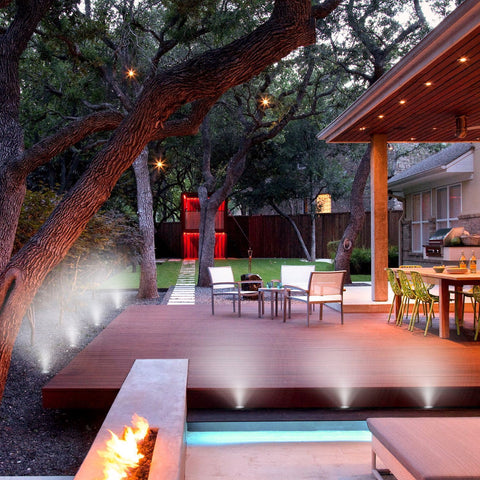 Image of 16 Pack Outdoor Recessed LED Deck Lights Kits IP67 Waterproof Inground LED Step Lights Kit for Garden, Yard, Steps, Bath Room and Kitchen