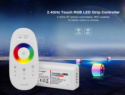 Image of 12V-24V DC 2.4G RF Wireless RGB LED Controller for RGB LED Strips with Touch Color Ring Remote