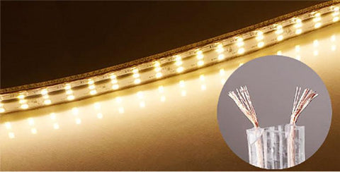 Image of AC 110V / 220V SMD2835 High Voltage Flat Strip Light 180 LEDs Per Meter Double Row with the power plug