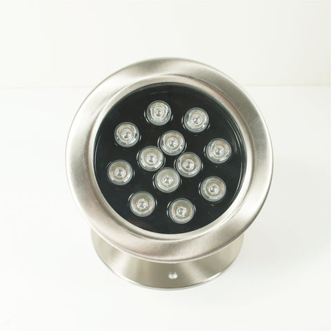 Image of Free Shipping 4 Pack 12W LED Under Water Light, Stainless Steel Housing, 168mm in Diameter, Single Color DC24V, IP68 Waterproof Fountain Light