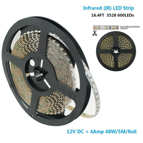 Image of DC12V SMD3528-600-IR InfraRed (850nm/940nm) Signle Chip Flexible LED Strips 120LEDs 9.6W Per Meter