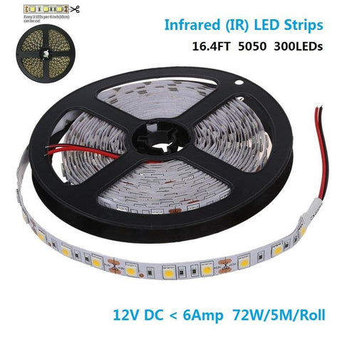 Image of DC12V SMD5050-300-IR InfraRed (850nm/940nm) Tri-Chip Flexible LED Strips 60LEDs 14.4W Per Meter