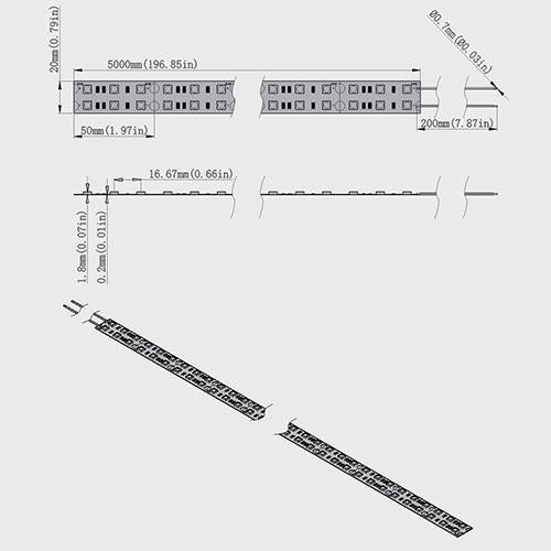 DC12V SMD5050-600-IR InfraRed (850nm/940nm) Tri-Chip Double Row Flexible LED Strips 120LEDs 28.8W Per Meter