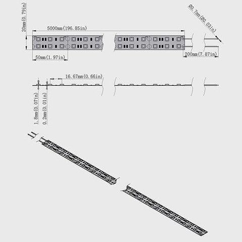 Image of DC12V SMD5050-600-IR InfraRed (850nm/940nm) Tri-Chip Double Row Flexible LED Strips 120LEDs 28.8W Per Meter