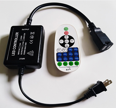 Image of AC110V/220V LED Dimmer (Plastic Housing) for 110V/220V LED String Light, Wireless Remote Control Dimmer with 2 Prong Outlet, Timer Switch