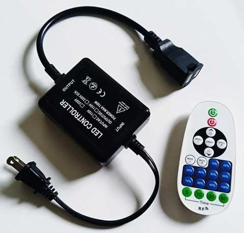 Image of AC110V/220V LED Dimmer (Plastic Housing) for 110V/220V LED String Light, Wireless Remote Control Dimmer with 2 Prong Outlet, Timer Switch