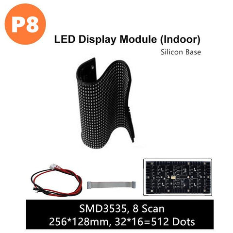 Image of M-SF8 (P8) Silicon Based LED Module, 8mm Full RGB Pixel Panel Screen in 256 * 128 mm with 512 dots, 1/8 Scan, 4500 Nits LED Tile for Indoor Display