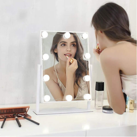 Image of Hollywood Style LED Vanity Mirror Lights Kit with 10 Dimmable Medium Size Light Bulbs, Perfect for Makeup Vanity Table Set in Dressing Room