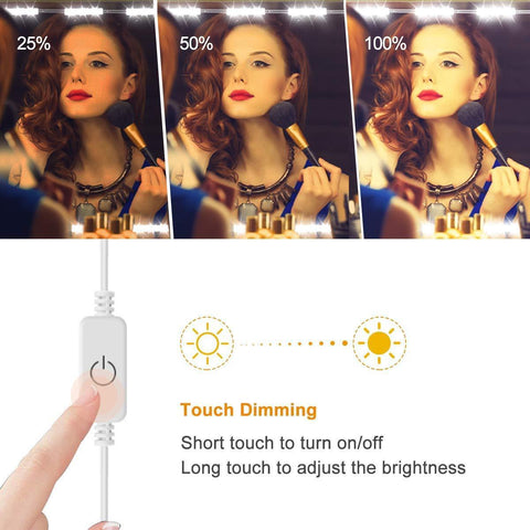Image of DIY Hollywood Style LED Vanity Mirror Lights Kit Dimmable Lighting, 10FT/20W-60leds, Daylight White, Waterproof IP67 with dimmable and power supply