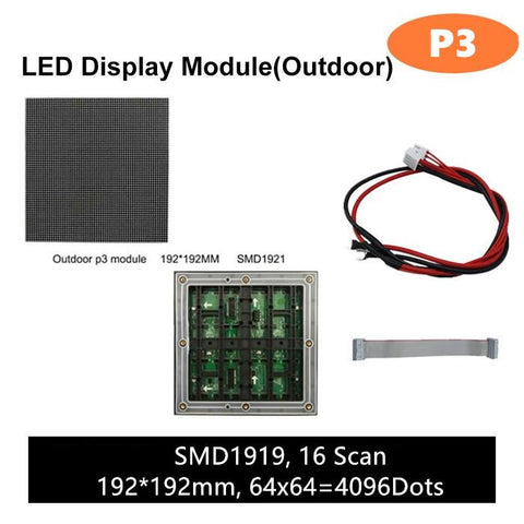 Image of M-OD3 P3 Normal Outdoor Series LED Module, Full RGB 3mm Pixel Pitch LED Tile in 192*192mm with 4096 dots, 1/16 Scan, 5000 Nits for Outdoor Display