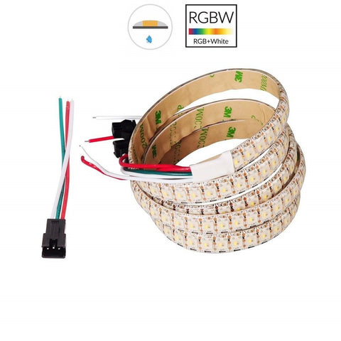 Image of DC 5V SK6812 Individually Addressable LED Strip Light 5050 RGBW 6.6 Feet (200cm) 144LED/Meter LED Pixel Flexible Tape White PCB