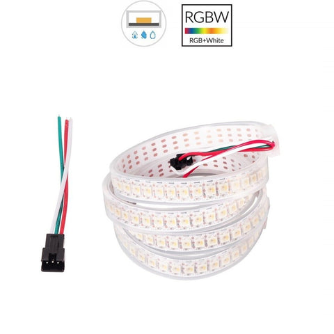 Image of DC 5V SK6812 Individually Addressable LED Strip Light 5050 RGBW 6.6 Feet (200cm) 144LED/Meter LED Pixel Flexible Tape White PCB