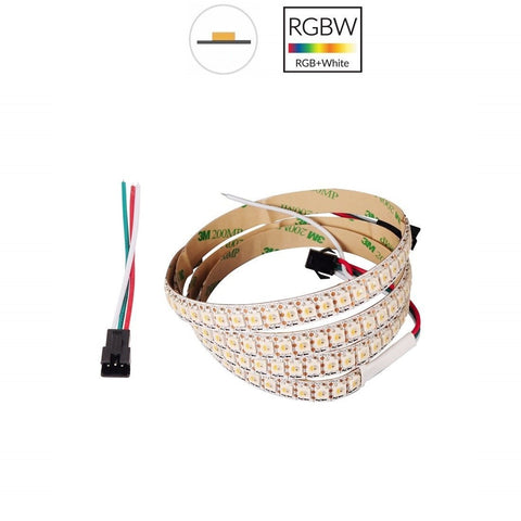 Image of DC 5V SK6812 Individually Addressable LED Strip Light 5050 RGBW 6.6 Feet (200cm) 144LED/Meter LED Pixel Flexible Tape White PCB