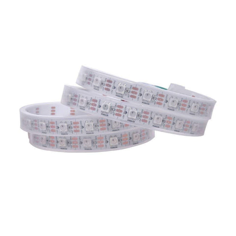 Image of DC 5V SK6812 Individually Addressable LED Strip Light 5050 RGB 16.4 Feet (500cm) 60LED/Meter LED Pixel Flexible Tape White PCB