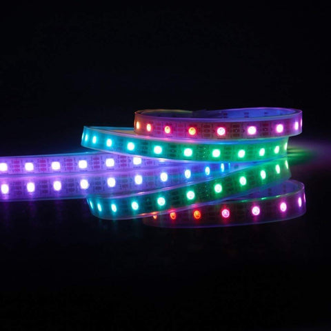 Image of DC 5V SK6812 Individually Addressable LED Strip Light 5050 RGB 16.4 Feet (500cm) 60LED/Meter LED Pixel Flexible Tape White PCB