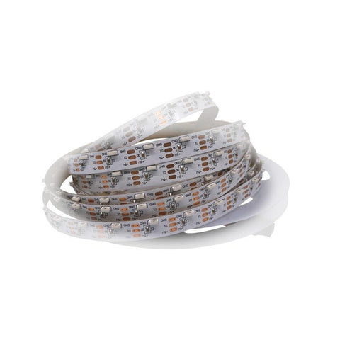 Image of DC 5V 5Meter (16.4Ft) Side Emitting RGB SMD4020 SK6812 Individually Addressable LED Strip Light 60LED/Meter LED Pixel Flexible Tape White PCB