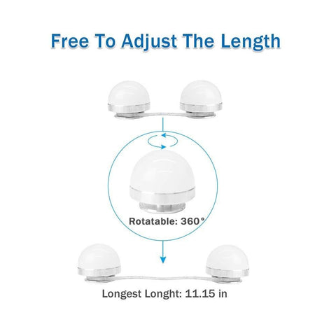 Image of Hollywood Style Vanity Mirror Lights, 10 Vanity Makeup LED Light Bulbs in Small Size with Dimmable Touch Sensor for Makeup Mirror