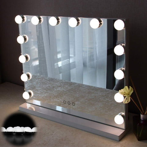 Image of Hollywood Style Vanity Mirror Lights, 10 Vanity Makeup LED Light Bulbs in Small Size with Dimmable Touch Sensor for Makeup Mirror
