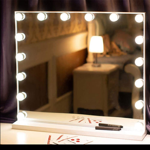 Image of Hollywood Style Vanity Mirror Lights, 10 Vanity Makeup LED Light Bulbs in Small Size with Dimmable Touch Sensor for Makeup Mirror