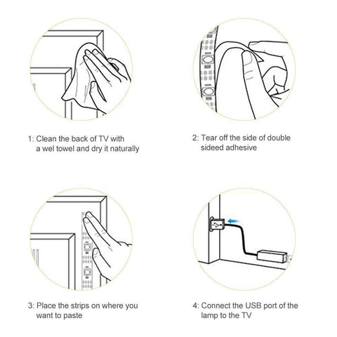 Image of 5V 3M/9.9ft LED TV Backlights USB Powered Bias Lighting Kit with RF Remote Controller (16 Colors and 4 Dynamic Modes) for HDTV/PC Monitor/Home Theater