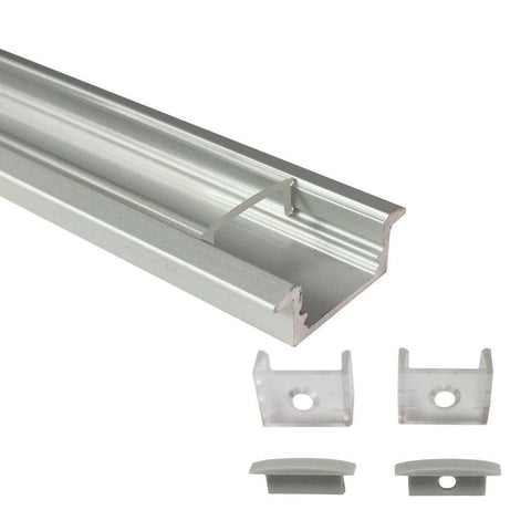Image of 5/10/25/50 Pack Silver U01 9x23mm U-Shape Internal Profile Width 12mm LED Aluminum Channel System with Cover, End Caps and Mounting Clips for LED Strip Light Installations