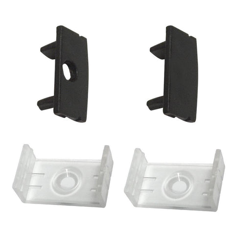 Image of 5/10/25/50 Pack Black U02 9x17mm U-Shape Internal Profile Width 12mm LED Aluminum Channel System with Cover, End Caps and Mounting Clips for LED Strip Light Installations