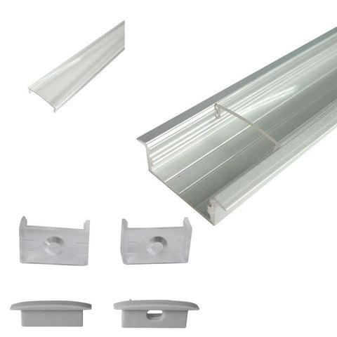 Image of 5/10/25/50 Pack Silver U03 10x30mm U-Shape Internal Width 20mm LED Aluminum Channel System with Cover, End Caps and Mounting Clips Aluminum Profile for LED Strip Light Installations