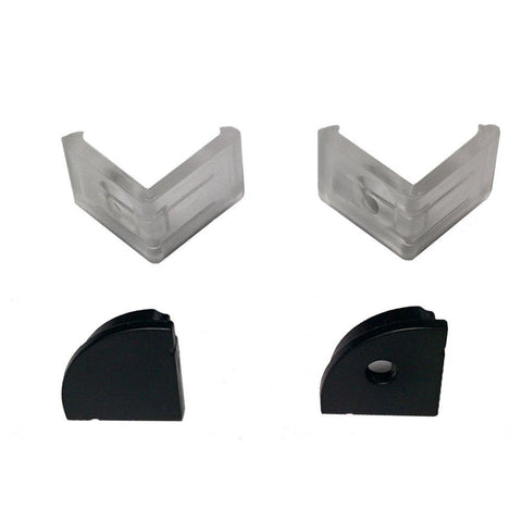 Image of 5/10/25/50 Pack Black V02 16x16mm V-Shape Curved Cover Channel Internal Width 12mm Corner Mounting LED Aluminum Channel with End Caps and Mounting Clips Aluminum Profile