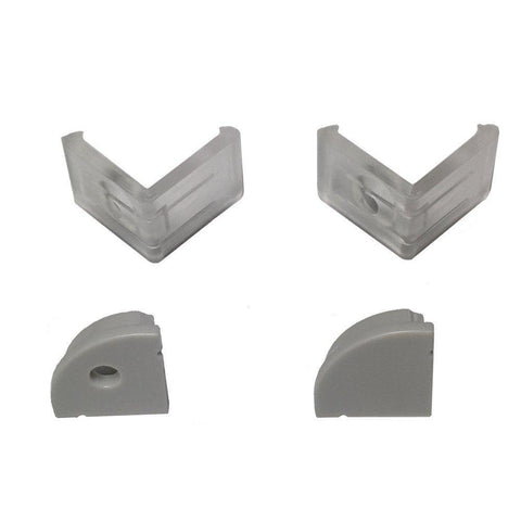 Image of 5/10/25/50 Pack Silver V02 16x16mm V-Shape Curved Cover Channel Internal Width 12mm Corner Mounting LED Aluminum Channel with End Caps and Mounting Clips Aluminum Profile