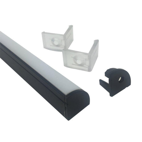 Image of 5/10/25/50 Pack Black V02 16x16mm V-Shape Curved Cover Channel Internal Width 12mm Corner Mounting LED Aluminum Channel with End Caps and Mounting Clips Aluminum Profile