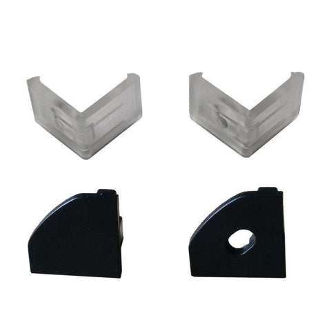 Image of 5/10/25/50 Pack Black V03 18x18mm V-Shape Internal Width 12mm Corner Mounting LED Aluminum Channel with Oyster White Cover, End Caps and Mounting Clips for Flex/Hard LED Strip Light