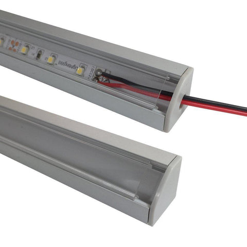 Image of 5/10/25/50 Pack Silver V03 18x18mm V-Shape Internal Width 12mm Corner Mounting LED Aluminum Channel with Oyster White Cover, End Caps and Mounting Clips for Flex/Hard LED Strip Light