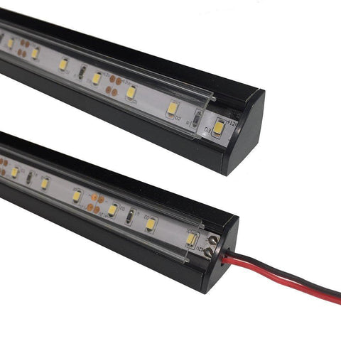 Image of 5/10/25/50 Pack Black V03 18x18mm V-Shape Internal Width 12mm Corner Mounting LED Aluminum Channel with Oyster White Cover, End Caps and Mounting Clips for Flex/Hard LED Strip Light