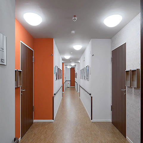 Image of 36W 19.68 inch (500mm) odern LED Flush Mount Ceiling Light Fixture Round Acrylic Shade White Finish Mushroom Shape and CCT changable with RF control