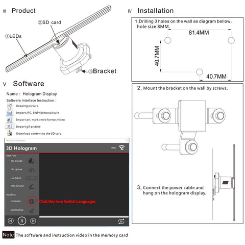 Image of Free Shipping 42cm 400 Brightness TF Card Uploading 3D Hologram Advertising Display LED Fan, Holographic 3D Photos and Videos