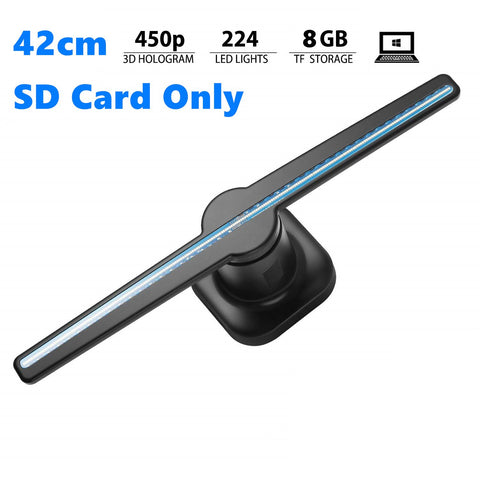 Image of Free Shipping 42cm 400 Brightness TF Card Uploading 3D Hologram Advertising Display LED Fan, Holographic 3D Photos and Videos