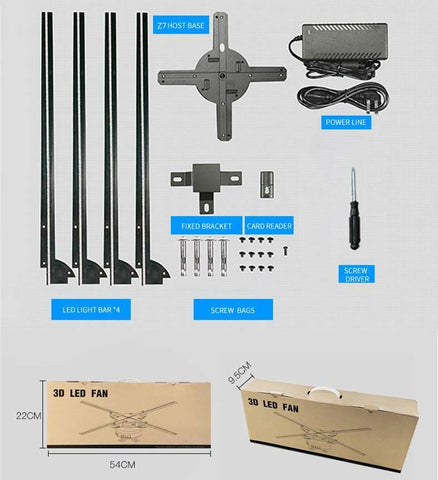 Image of Free Shipping 50cm 3D Hologram Advertising Display LED Fan with 576pcs LEDs, in 800nits WiFi App Control Holographic 3D Photos and Videos