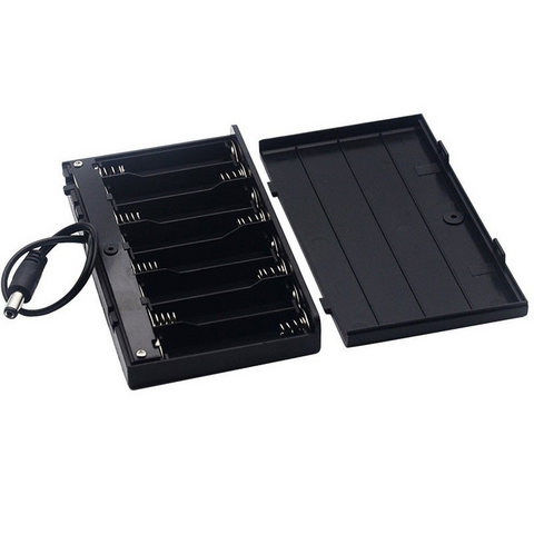 Image of Hot Sale 8x AA Battery 12V Storage Holder Box Case Battery Pack with ON-OFF Switch Black with DC plug cable in side