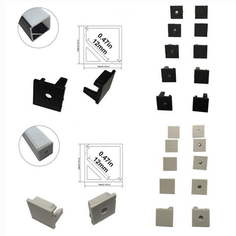 Image of 10pcs/5 Pair-Pack End Caps for LED Aluminum Channel