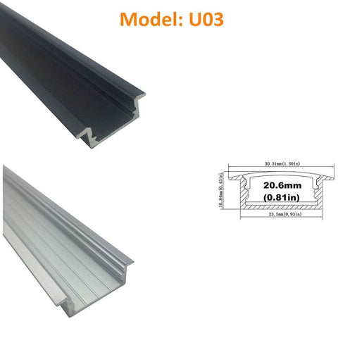 Image of Seperate Aluminum Housing Only for U-Shape and V-Shape LED Aluminum Profile, Fit for U01, U02, U03, U04, U05, U06, V01, V02, V03