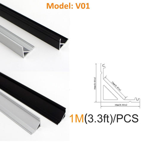 Image of Seperate Aluminum Housing Only for U-Shape and V-Shape LED Aluminum Profile, Fit for U01, U02, U03, U04, U05, U06, V01, V02, V03